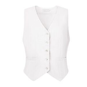 Button Down V Neck Formal Business Waistcoat White